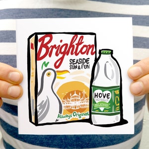Brighton & Hove Greeting Cards, 4 Pack Sweeties, Brighton Breakfast, Store Cupboard and Marmite Blue. image 3