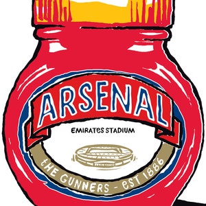 Arsenal Football Club Foodie-afdrukken 6 ontwerpen Humoristische beeldende kunst Schutterscadeau, Emirates Stadium, AFC Present. afbeelding 6