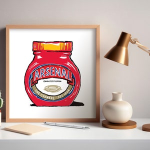 Arsenal Football Club Foodie-afdrukken 6 ontwerpen Humoristische beeldende kunst Schutterscadeau, Emirates Stadium, AFC Present. afbeelding 4
