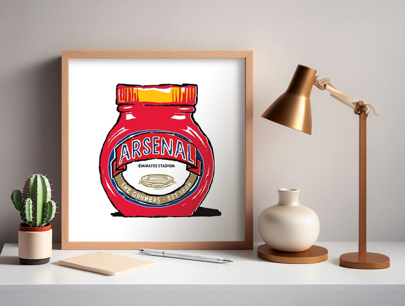 Arsenal Football Club Foodie-afdrukken 6 ontwerpen Humoristische beeldende kunst Schutterscadeau, Emirates Stadium, AFC Present. afbeelding 4