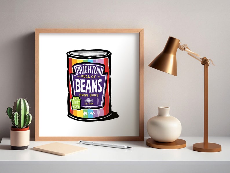 Brighton & Hove Beans Art Print 2 Styles a great Brighton and Hove Gift, Brighton Present image 1