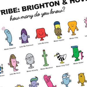 La mia tribù Brighton - Quante ne conosci? Stampa artistica di Brighton & Hove, un fantastico poster regalo - Royal Pavilion i360 e Pier