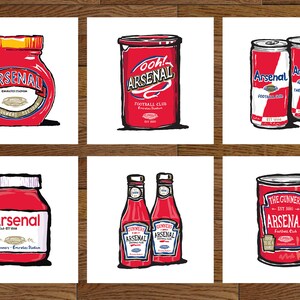 Arsenal Football Club Foodie Prints 6 Designs Humorous Fine Art Gunners gift, Emirates Stadium, AFC Present. image 2