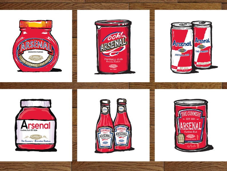 Arsenal Football Club Foodie Prints 6 Designs Humorous Fine Art Gunners gift, Emirates Stadium, AFC Present. image 2