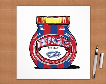 Crystal Palace FC Marmite Art Print - Foodie Football Print - CPFC, The Eagles, Selhurst Park, CPFC gift
