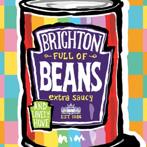 Brighton & Hove Bohnen Art Print 2 Stile ein tolles Brighton and Hove Geschenk, Brighton Present Bild 5