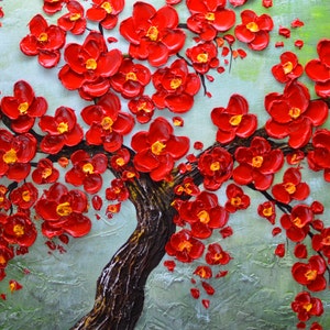 Original XLarge Painting Impasto Red Flowers Oil and Acrylic on Canvas Ready To Hang By Nick Sag 48 x 24 image 2