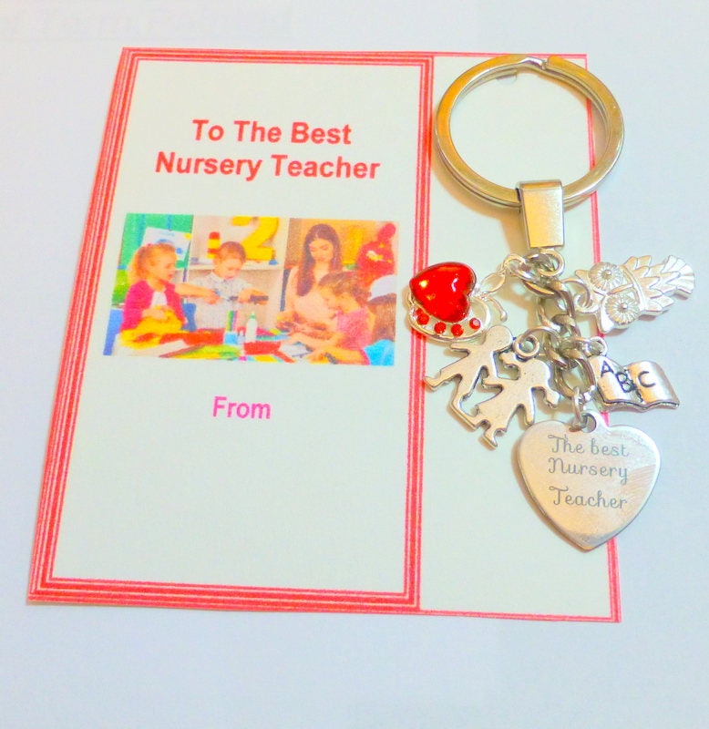 Thank you Gift for the Best Nursery Teacher On Gift card Key Ring Charms 