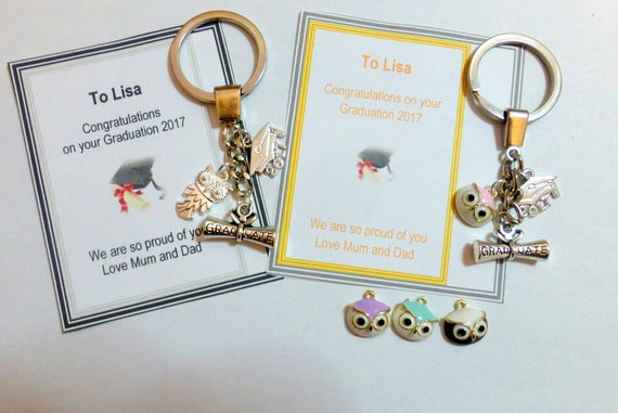 Graduation Gift 2020 Keyring Graduate Cap Scroll Wise Owl Keepsake Present
