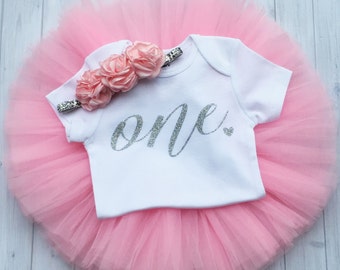 Pink and Silver 1st Birthday Girl Outfit- First Birthday Outfit Girl- 1st Birthday Outfit Girl- 1st Birthday Tutu Outfits- Cake Smash Outfit