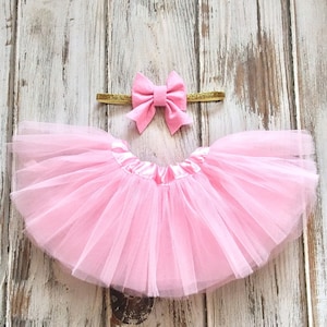 Pink and Gold Baby Tutu and Headband Set- 1st Birthday Tutu- Half Birthday Tutu- Pink Tutu Outfit- Tutus for Babies- First Birthday Tutu