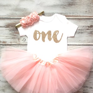 Peach and Gold First Birthday Outfit Girl- 1st Birthday Girl Outfit- 1st Birthday Tutu Outfit- Peach Tutu Dress- First Birthday Shirt