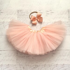 Peach Baby Tutu and Headband Set, 1st Birthday Tutu, Half Birthday Tutu, Tutu Outfit, Tulle Skirt, Tutus for Babies, First Birthday Tutu