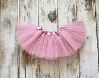 Dusty Rose Baby Girl Tutu Skirt- Vintage Pink 1st Birthday Tutu- Mauve Half Birthday Tutu- Tutus for Babies- First Birthday Tutu