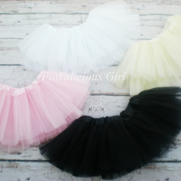 Baby Girl Black Tutu- Baby Girl White Tutu- Baby Girl Ivory Tutu- Baby Girl Light Pink Tutu- Infant Girl Tutu- Birthday Tutu- Smashcake Tutu