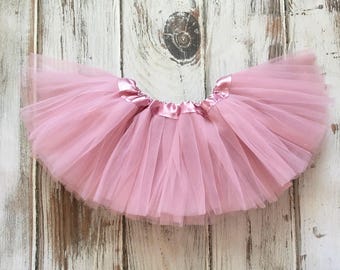 Dusty Rose Tutu, Baby Tulle Skirt, Vintage Pink 1st Birthday Tutu, Mauve Half Birthday Tutu, Tutus for Babies, First Birthday Tutu