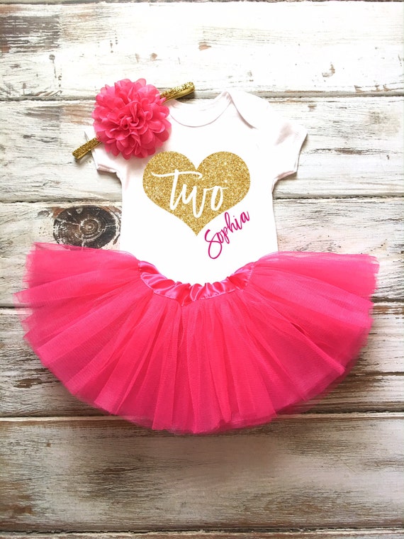 Personalized 2nd Birthday Girl 2nd Birthday Outfit Girl Second Birthday Outfit Girl 2nd Birthday Shirt Tutu Outfit Hot Pink and Gold Etsy