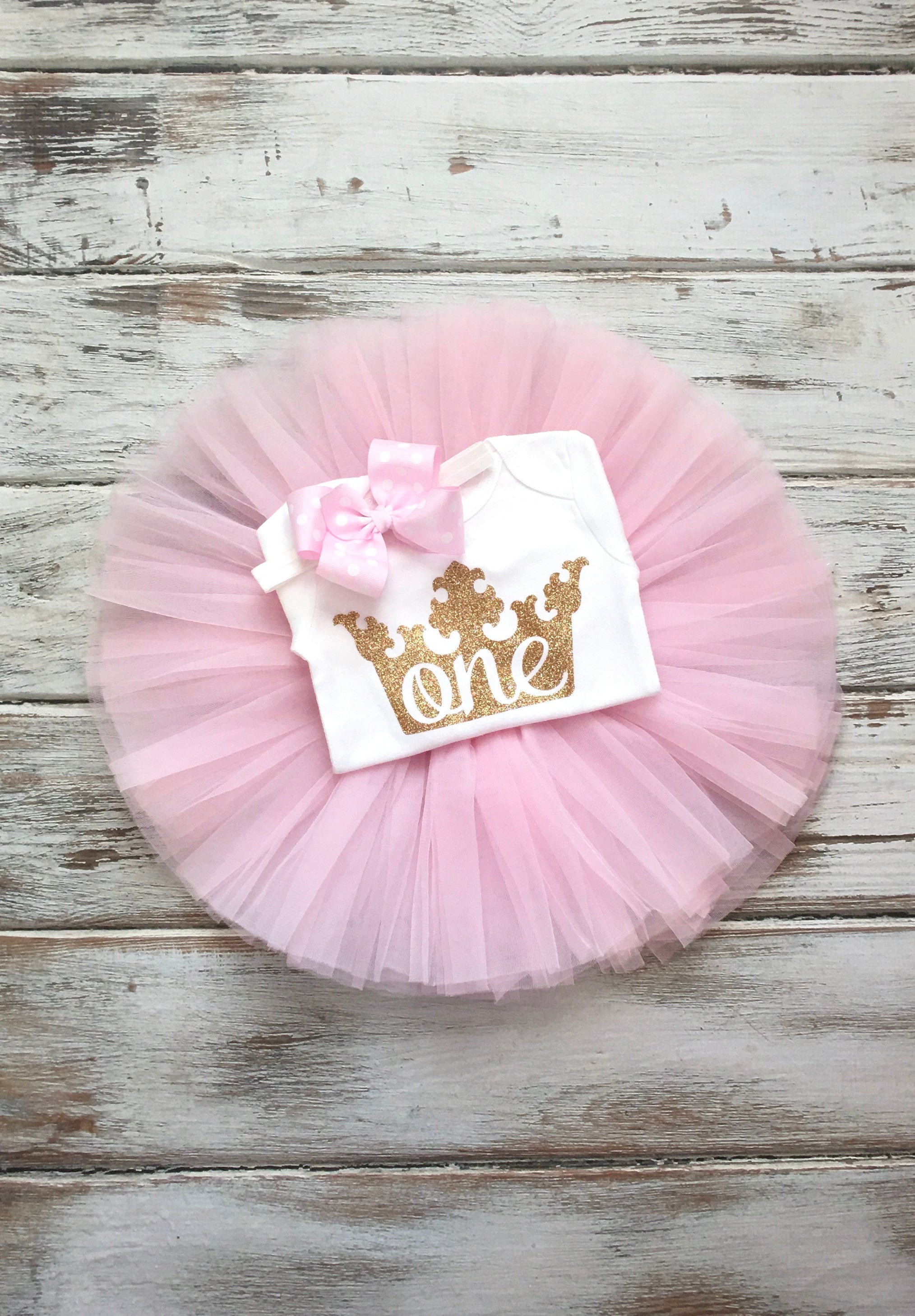 pink and gold first birthday dress Girl's Pink and Gold Long Sleeve Birthday Girl Dress 12m