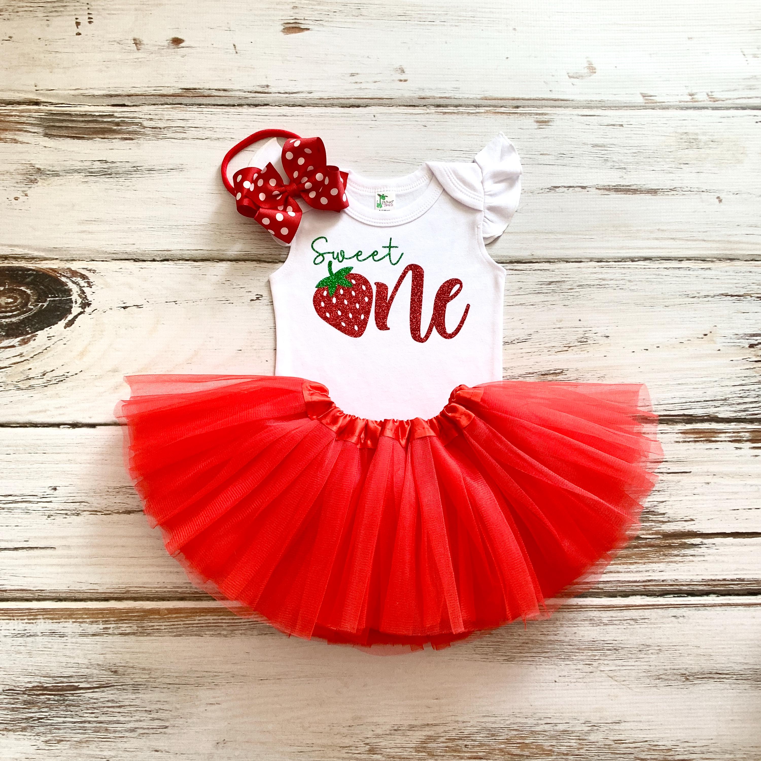 strawberry first birthday dress Strawberry Shortcake tutu set-Strawberry Shortcake outfit-Strawberry S –  Pink Toes & Hair Bows main image 0