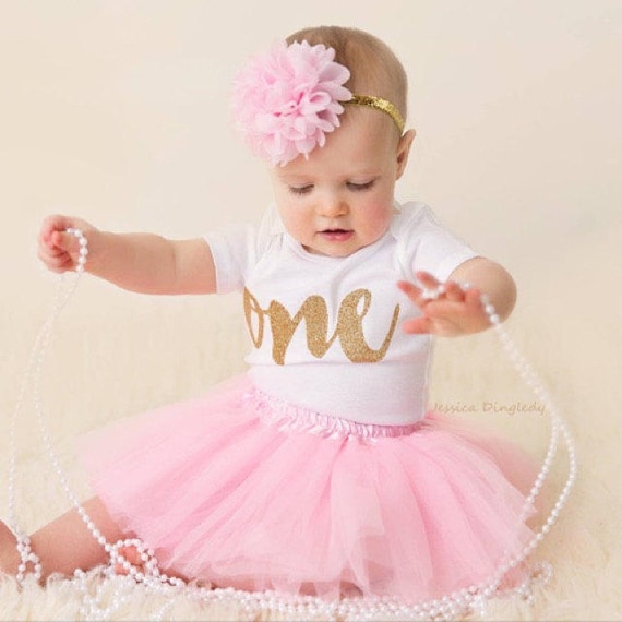 1st Birthday Girl Outfit Pink And Gold First Birthday 1st Etsy