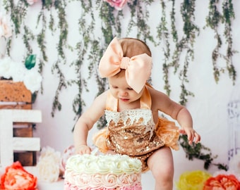 Peach Half Birthday Girl Outfit- First Birthday Outfit Girl- Mint, Pink, Peach Romper- Baby Boho Birthday Outfit- Wild One Birthday Girl