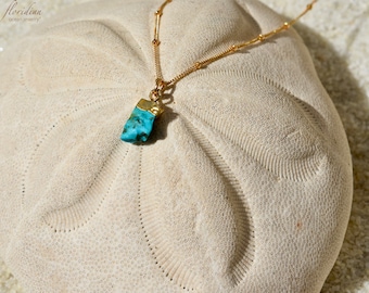 Raw Turquoise Ocean Necklace 14k