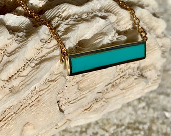 Turquoise Bar Necklace 24k