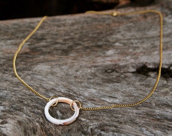 Shell Ring Necklace 14k