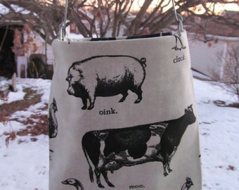 Clothespin bag, B & W animals