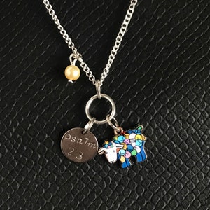 Bible Verse Pendant, Hand Engraved/Hand Stamped, Christian Jewellery, Sheep Necklace,  Psalm 23, The Lord is My Shepherd