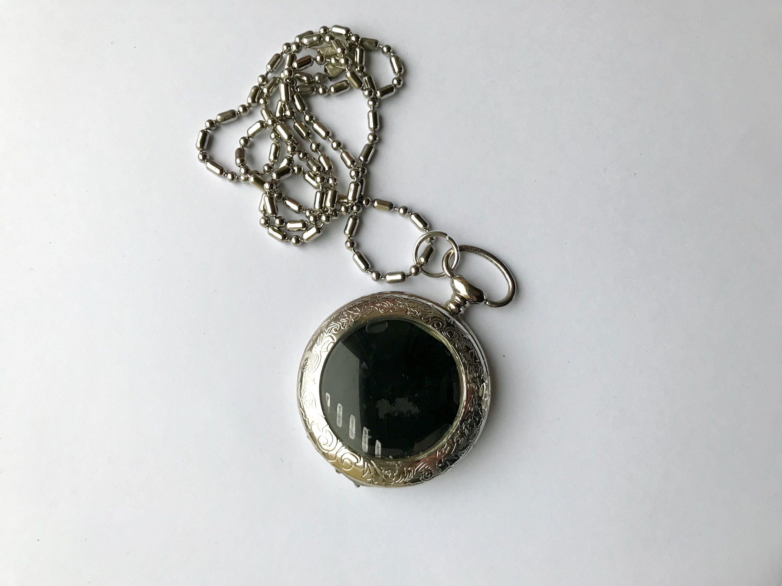 Upcycled Vintage Pocket Watch shadow Box Pendant With Butterfly & Hand