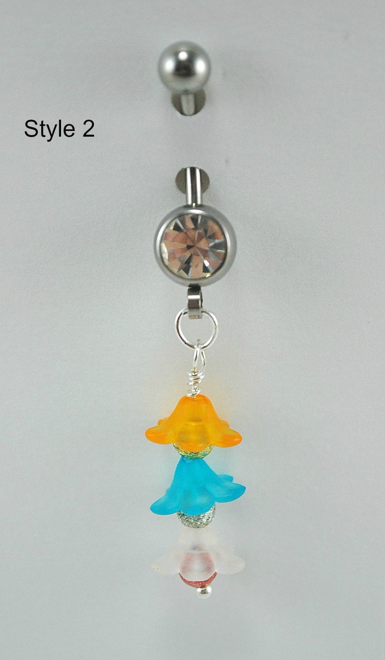 Surgical Steel Belly Button Ring with Cute Handmade Flowers 2 Etsy