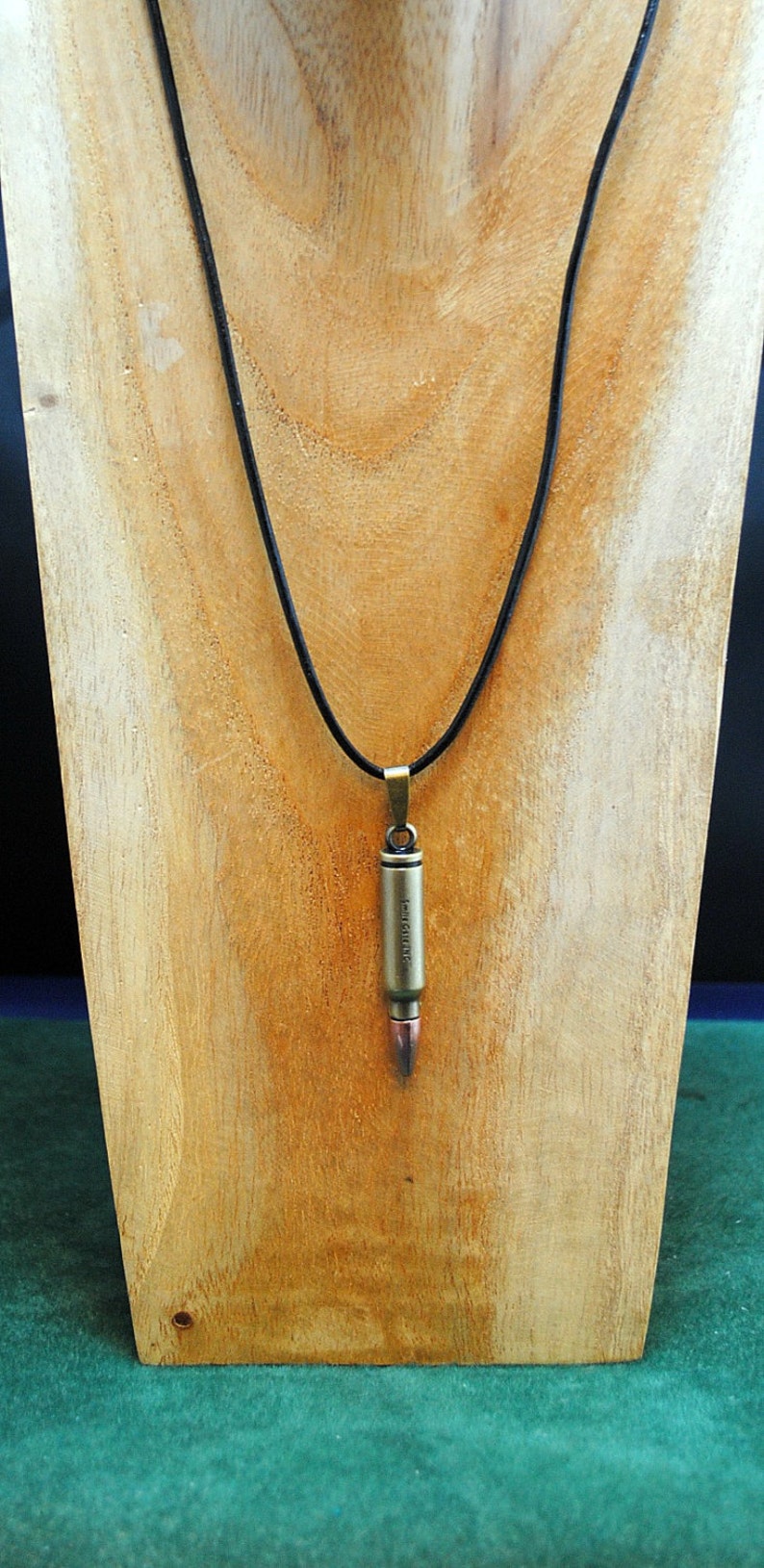 Mens Bullet Necklace with leather cord biker necklace mens Etsy