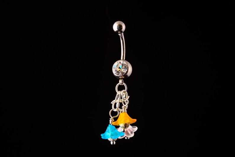 Surgical Steel Belly Button Ring with Cute Handmade Flowers 2 Etsy