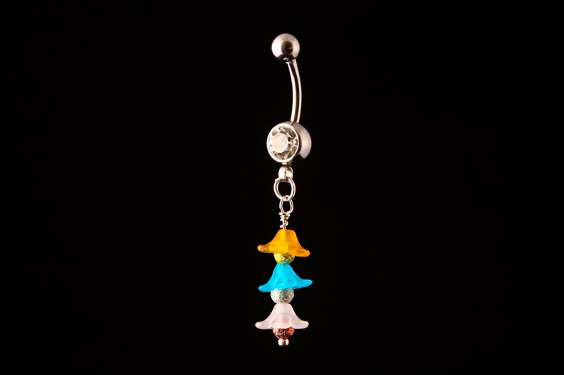 Surgical Steel Belly Button Ring with Cute Handmade Flowers 2 Etsy