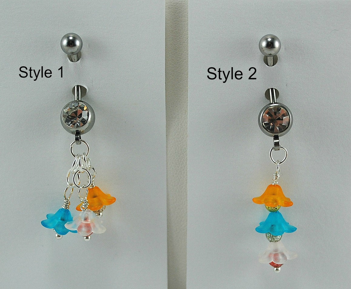 Surgical Steel Belly Button Ring with Cute Handmade Flowers 2 Etsy