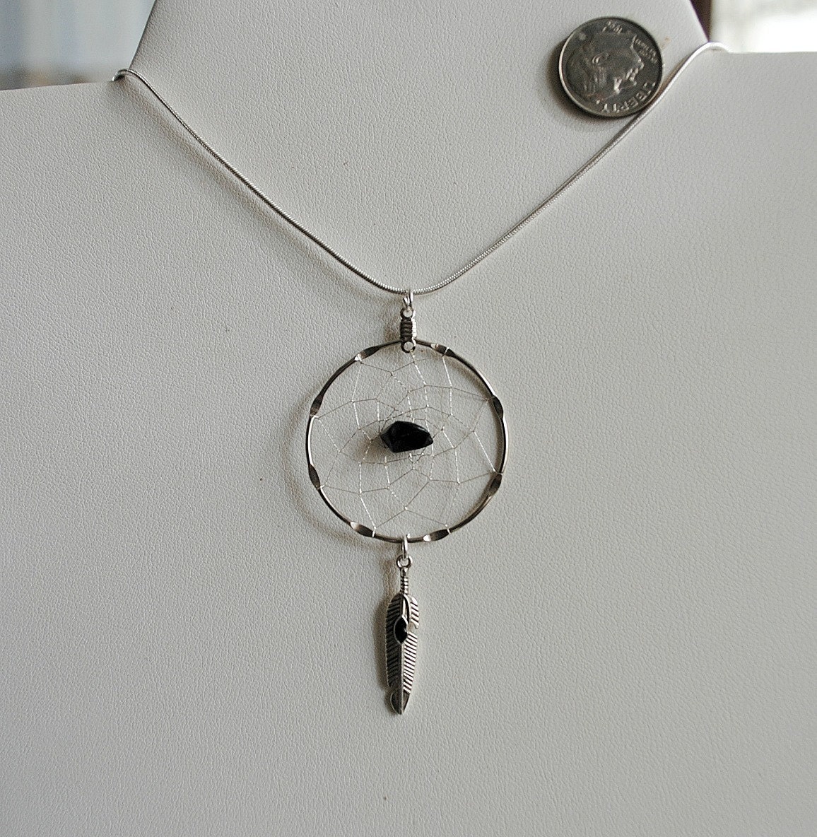 Silver Dream Catcher Necklace with Black Onyx and fancy Etsy