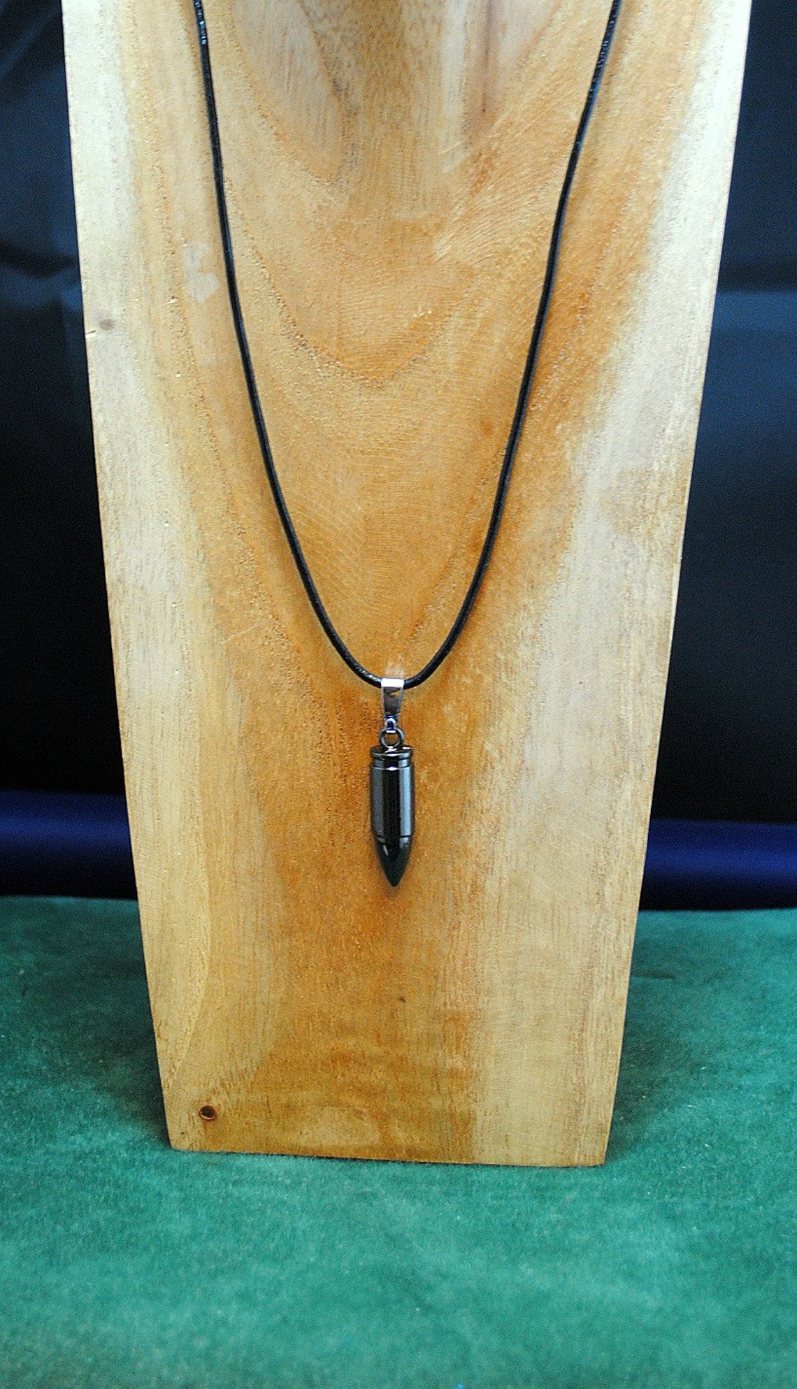 Black Bullet Necklace With Leather Cord Men's Necklace Etsy
