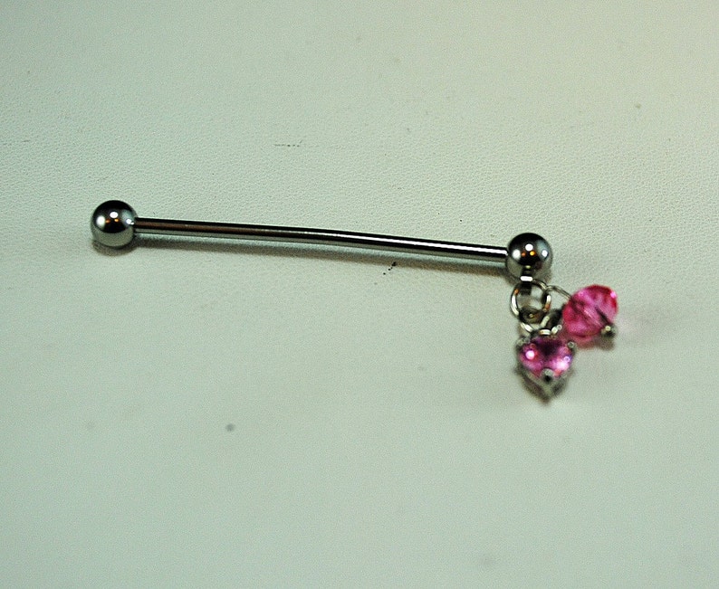 Industrial Barbell with hanging pink crystals industrial Etsy