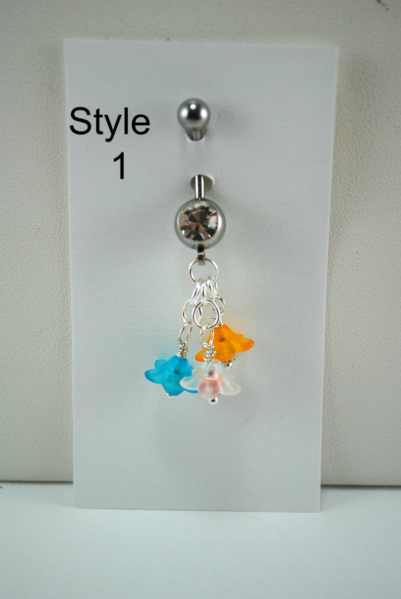 Surgical Steel Belly Button Ring with Cute Handmade Flowers 2 Etsy