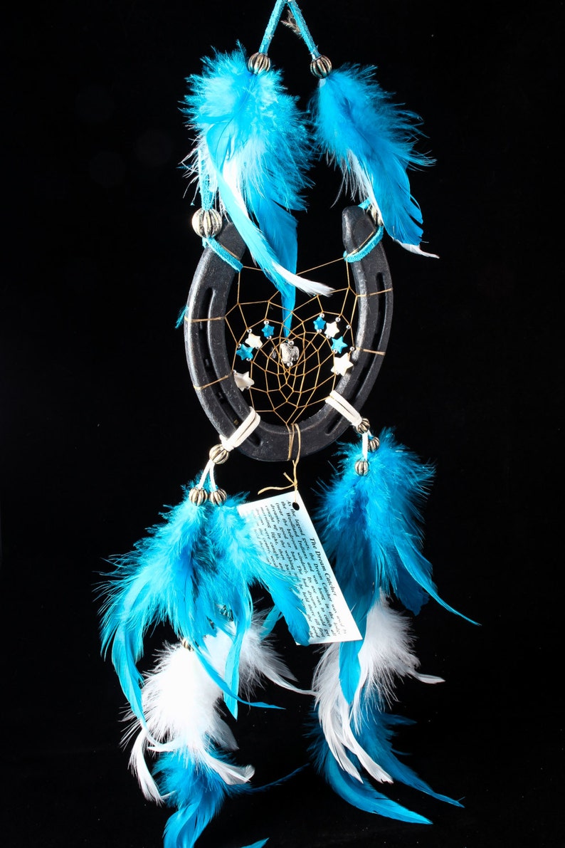 Handmade Horseshoe Dream catcher in Turquoise and White with Etsy