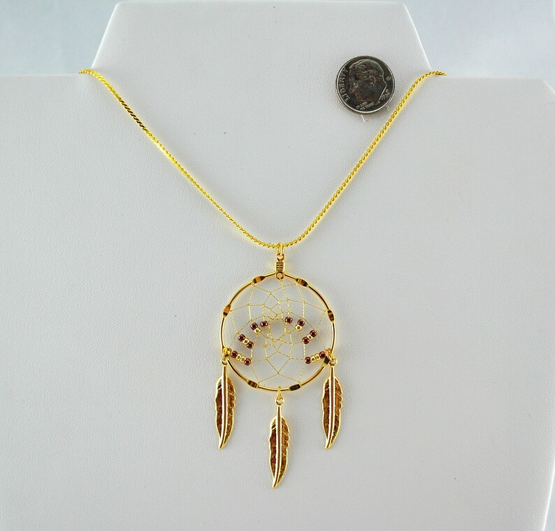 Dream Catcher Necklace Gold Copper and Gold beads 3 Etsy