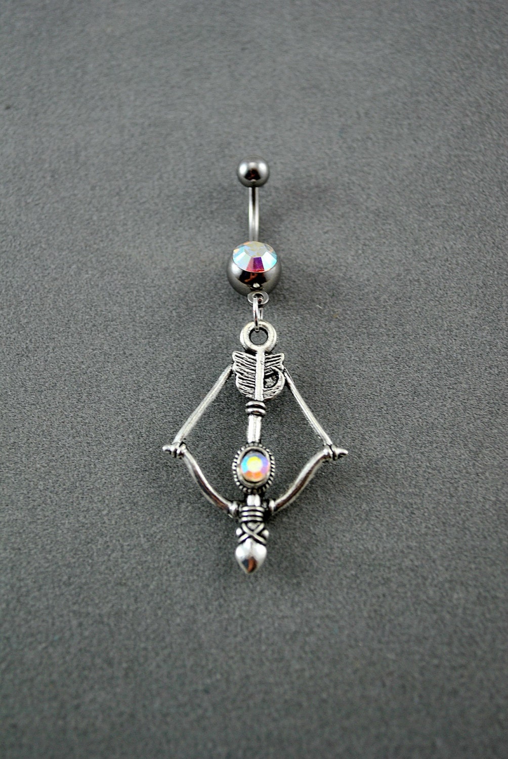 Silver Belly Button Ring with Renaissance Crossbow industrial Etsy