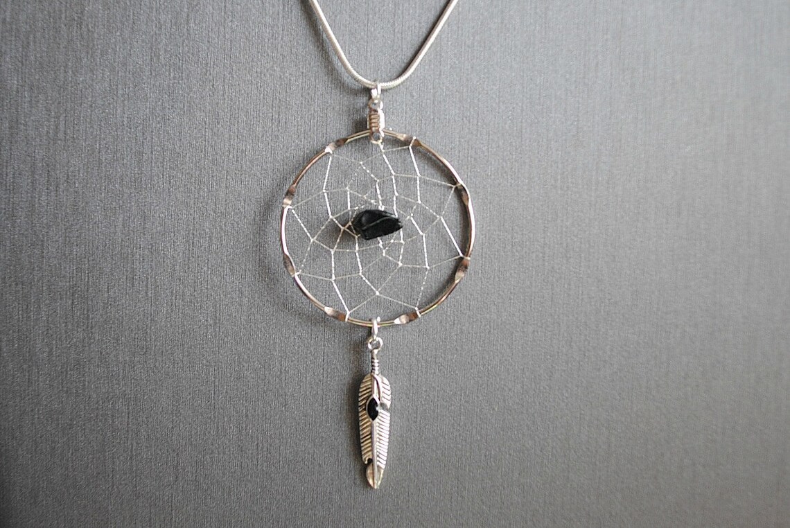 Silver Dream Catcher Necklace with Black Onyx and fancy Etsy