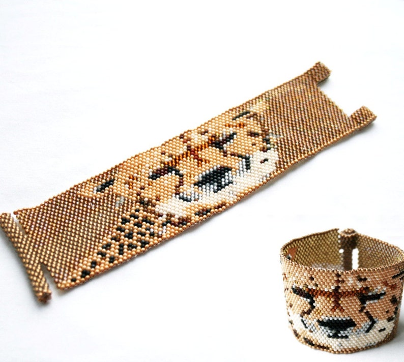 Leopard bracelt animal bracelet peyote bracelet seed bead Etsy