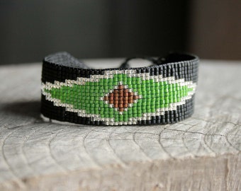 native style Bracelet, bead loom Bracelet, Beaded bracelet, SEED BEAD bracelet, geometric motive, Beadwork men unisex women, boho bracelet
