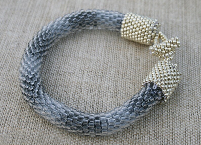 Gray bracelet grey beaded bracelet gray seed bead cuff Etsy