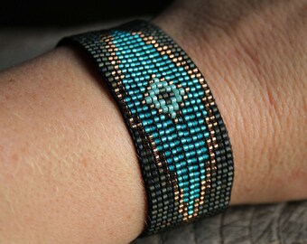 native style Bracelet, bead loom Bracelet, Beaded bracelet, SEED BEAD bracelet, geometric motive, Beadwork men unisex women, boho bracelet