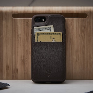 Funda tipo cartera para iPhone SE (2020/2022, 6, 7, 8), Vaultskin® ETON ARMOR Funda tipo cartera, Capacidad para 9 tarjetas, Piel auténtica de primera calidad