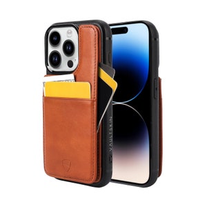 Eton iPhone 15 Pro Ledertasche mit Geldbörse. Schlanke Brieftasche